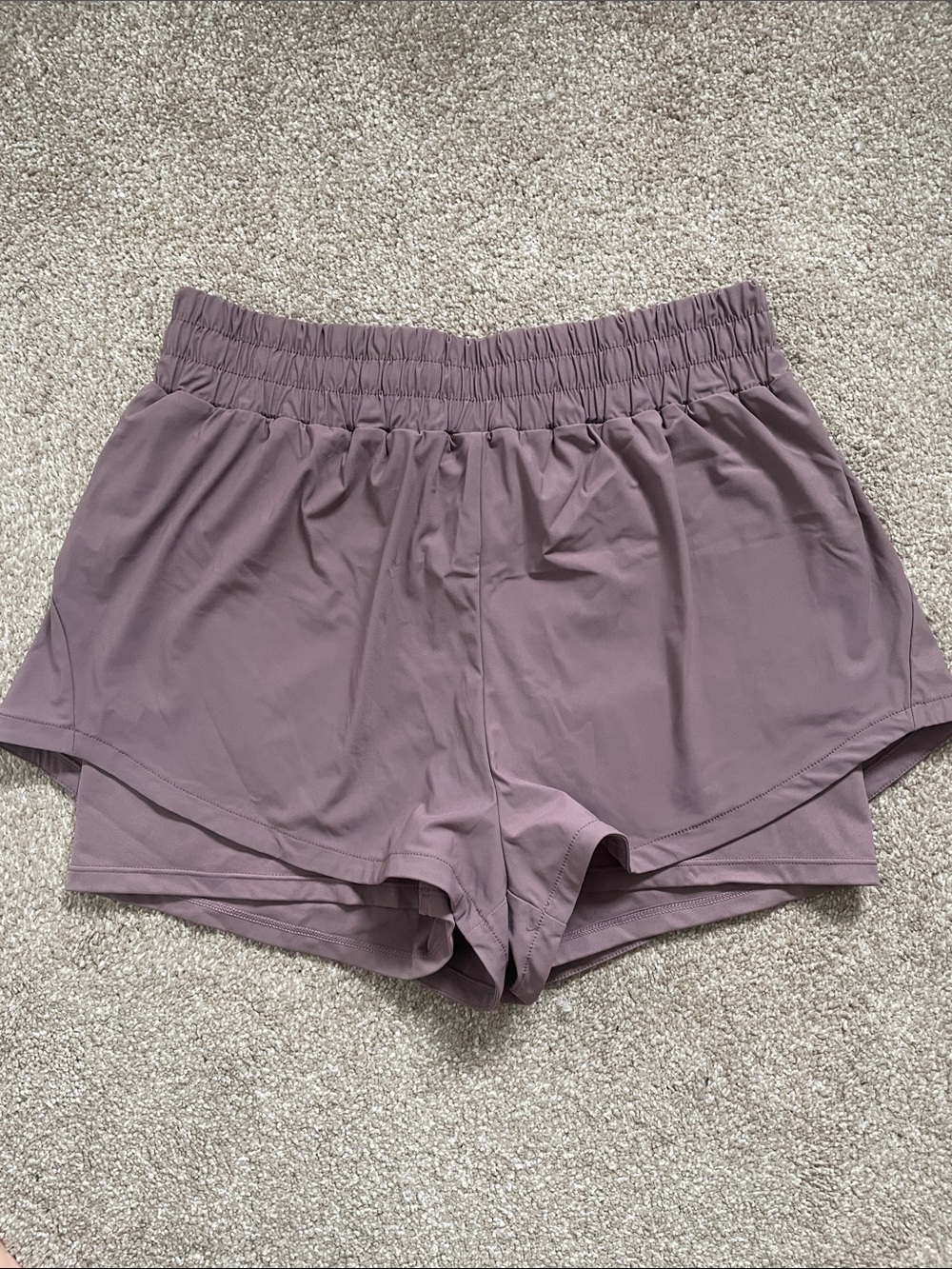 Yunoga Women's Athletic Shorts in Mauve — High-Waist Running Shorts